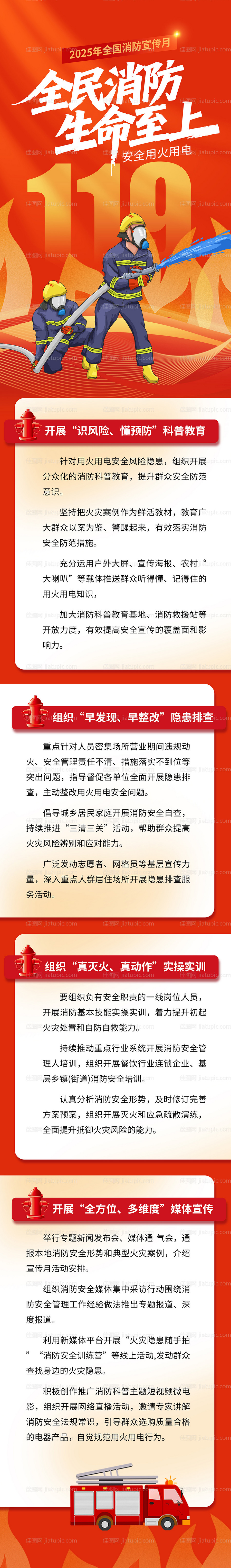 全国消防宣传月长图海报-源文件