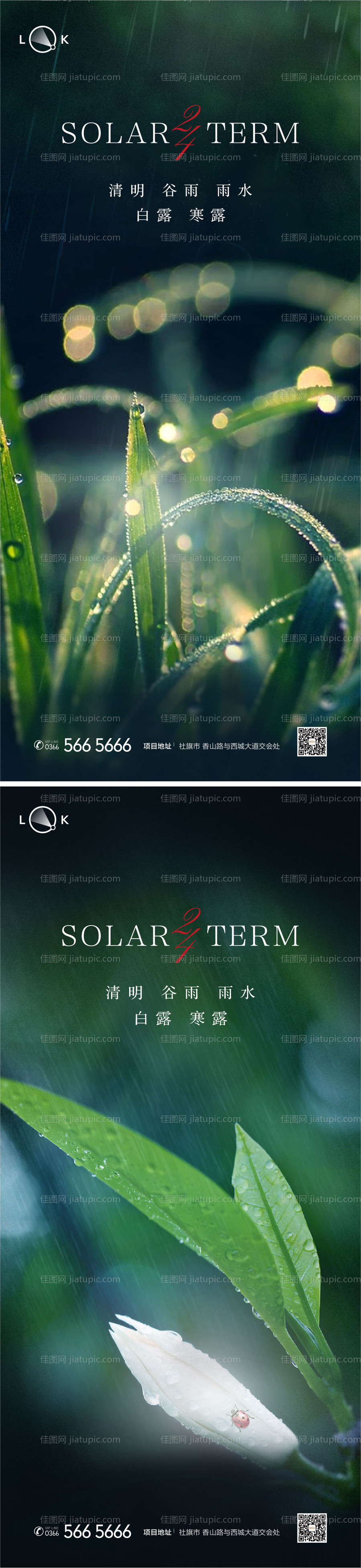 清明雨水谷雨白露寒露系列海报-源文件