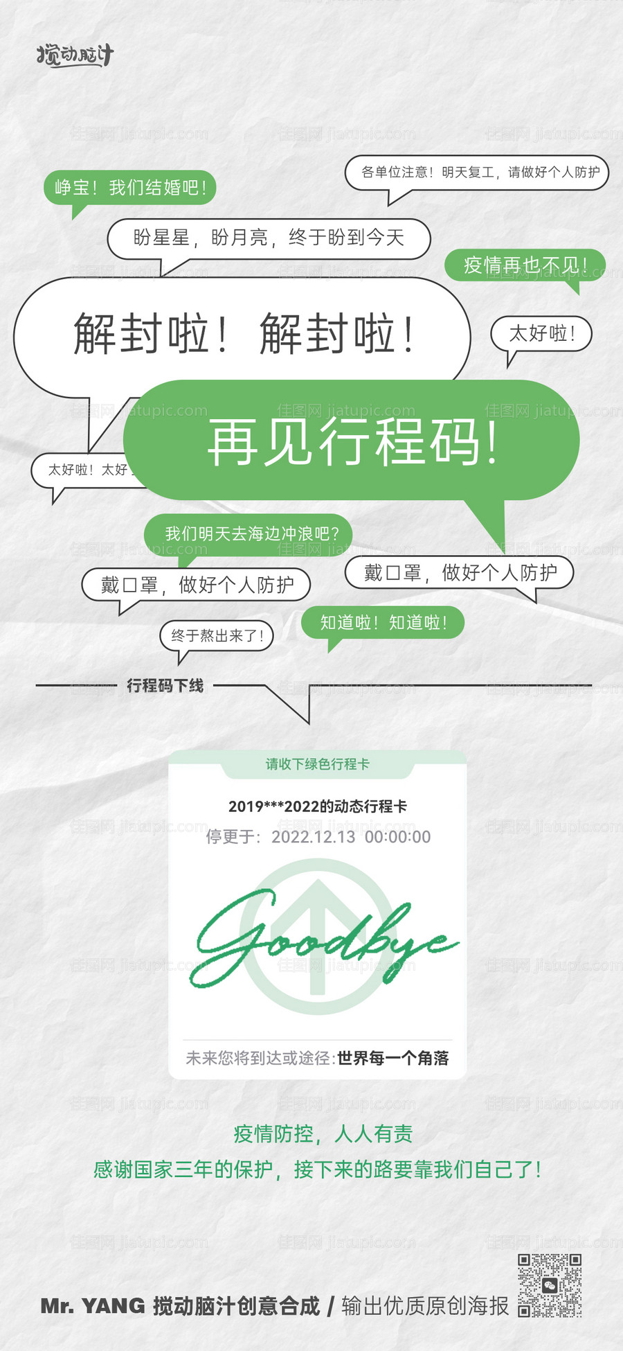 疫情解封行程码下线海报-源文件