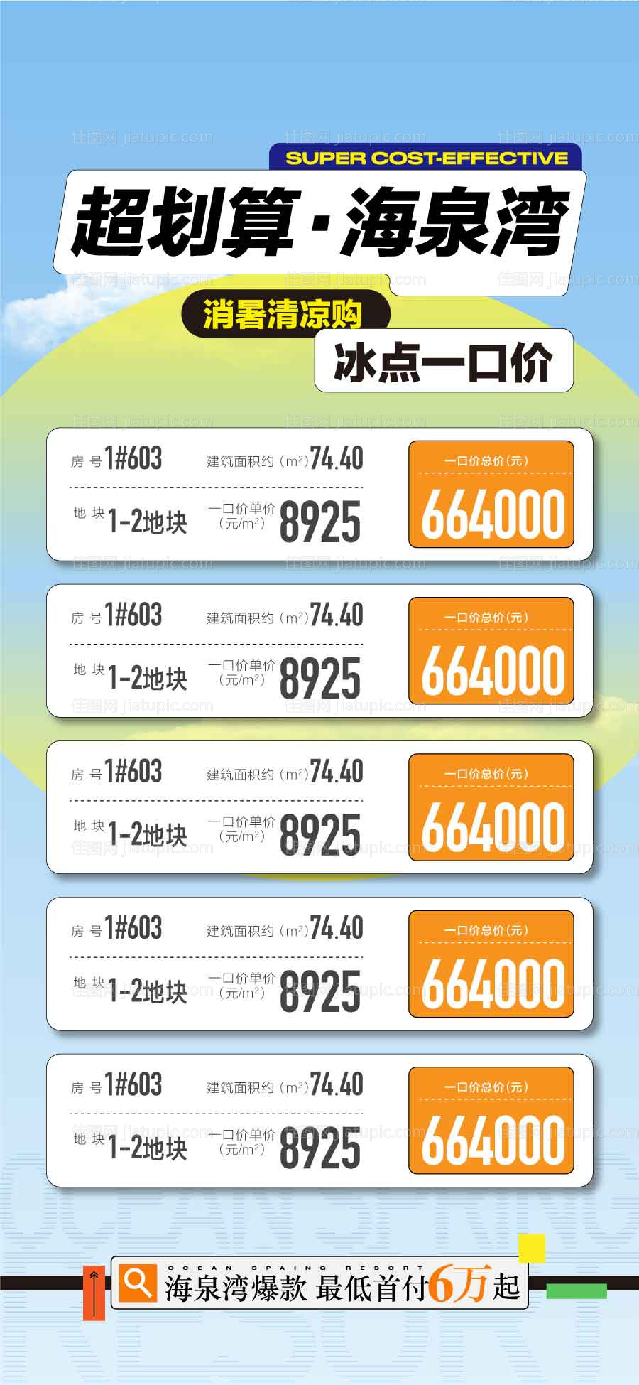 地产夏日一口价房源海报-源文件