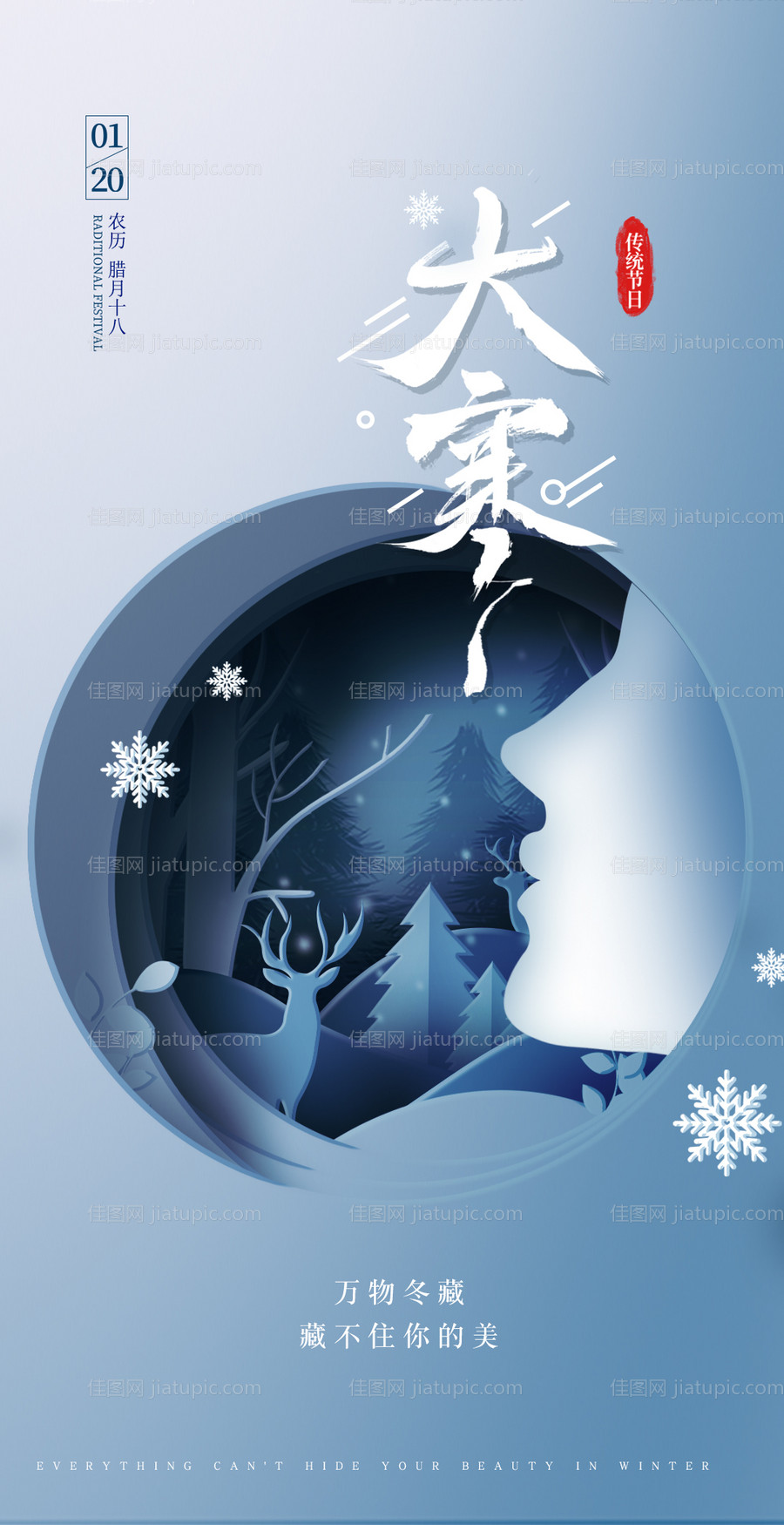 医美大寒节气海报-源文件