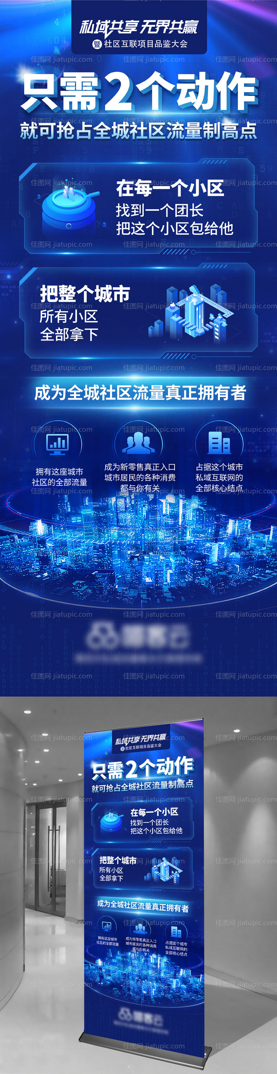 蓝色科技易拉宝-源文件