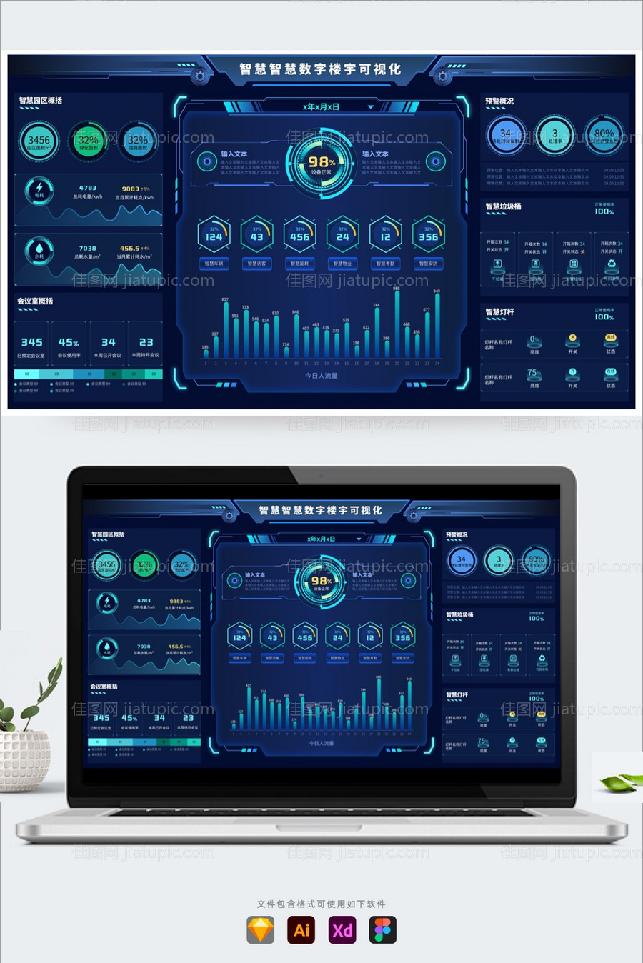 数据可视化科技边框楼宇统计系统后台-源文件