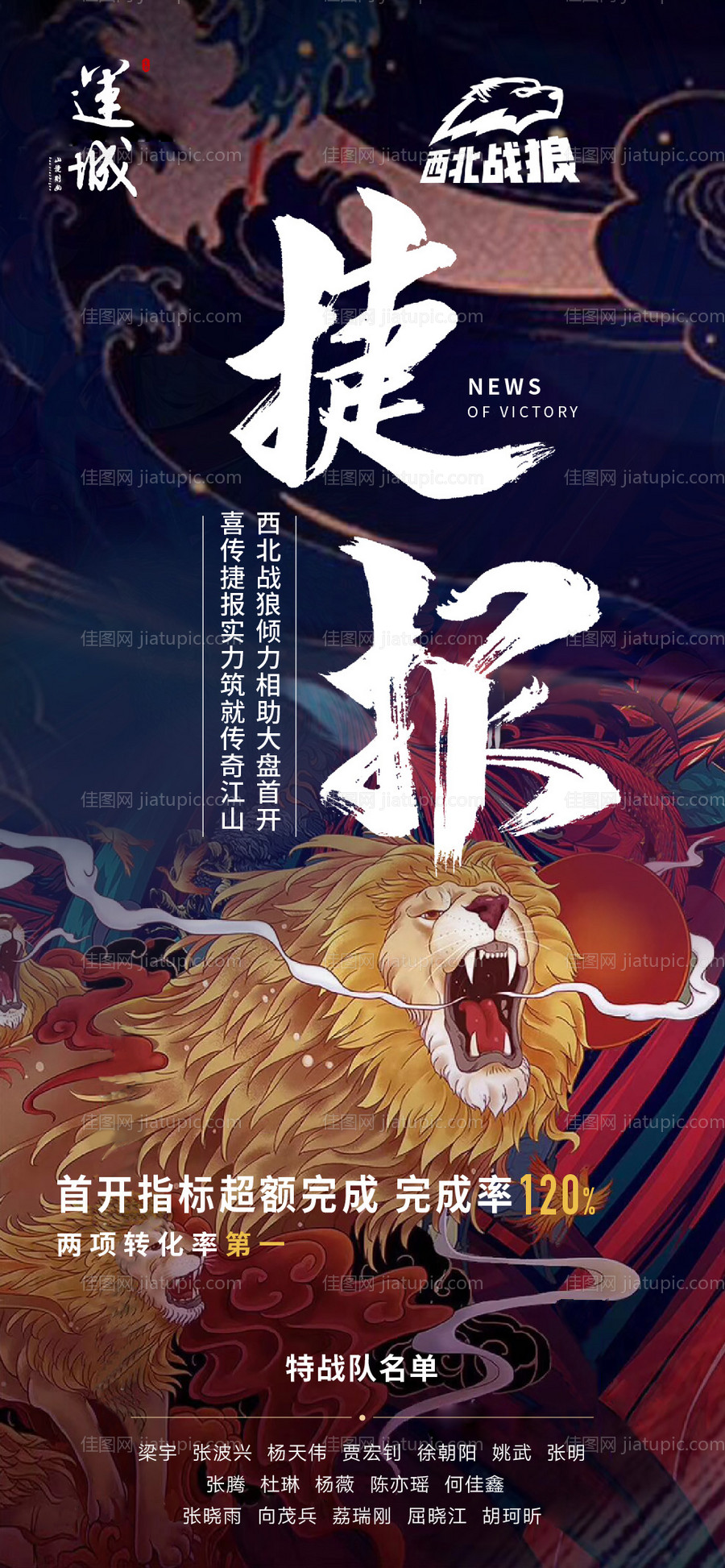 国潮风战报喜报捷报移动端海报-源文件