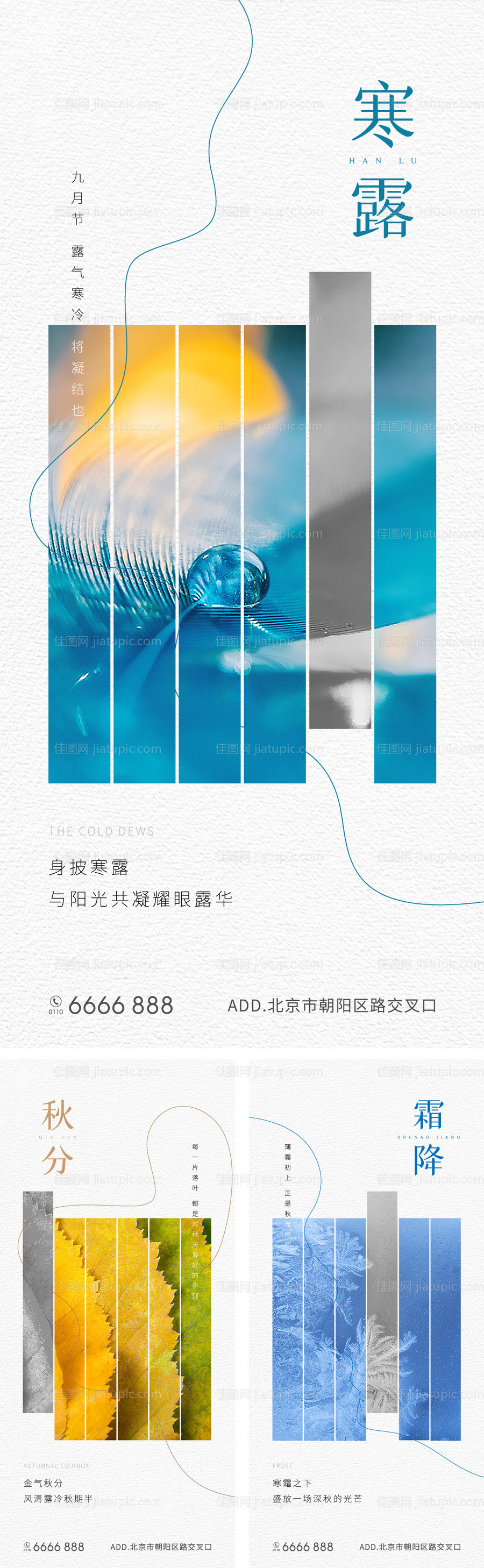 地产秋分寒露霜降节日节气系列海报-源文件