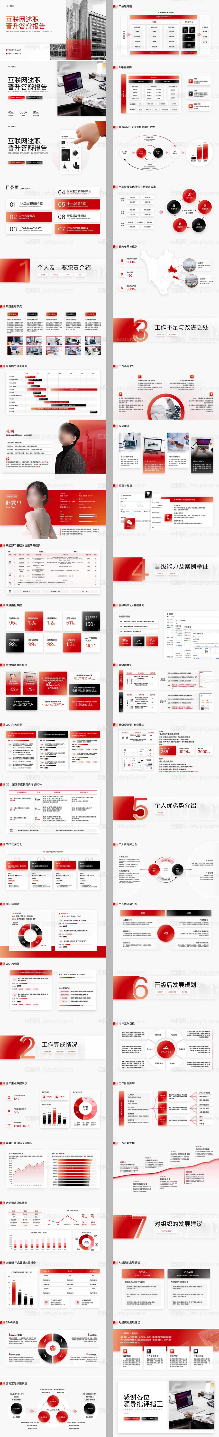 8页红黑互联网年中晋升答辩工作汇报-源文件