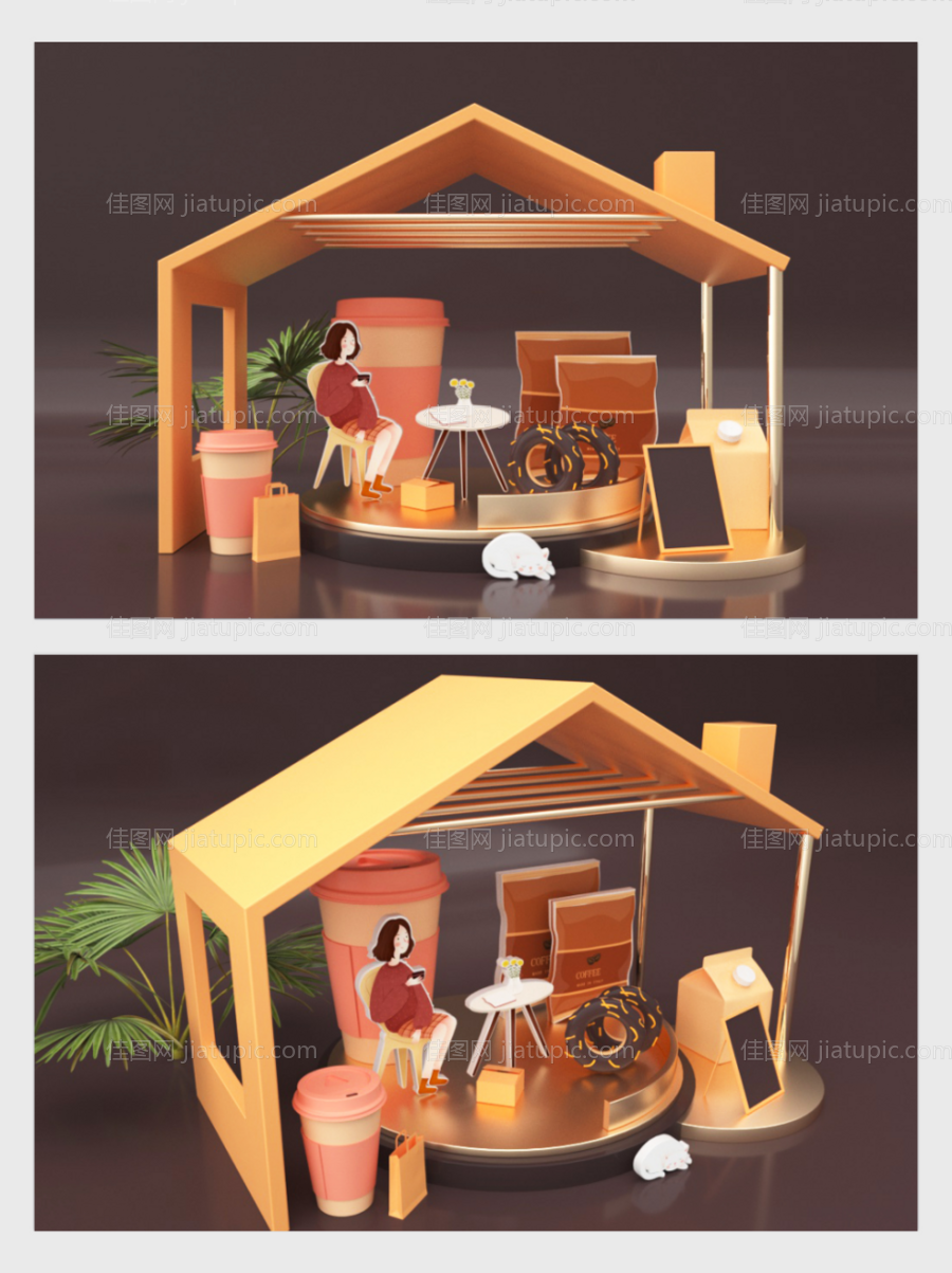 淡雅店铺内部美陈设计-源文件