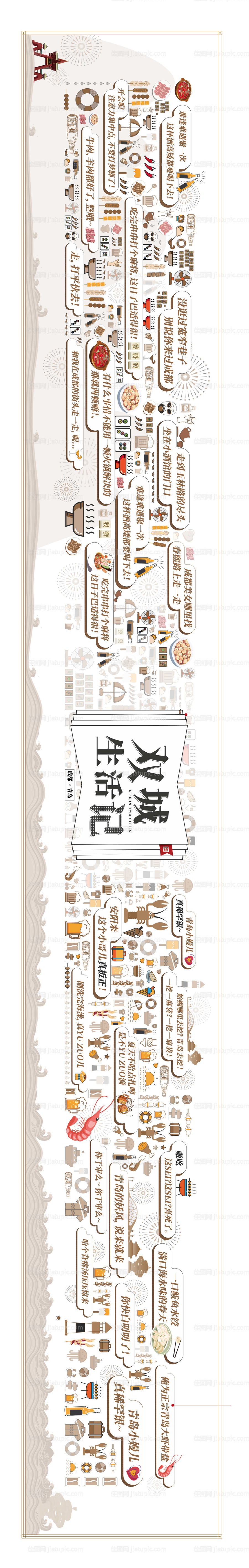 双城记美食节手绘背景板-源文件