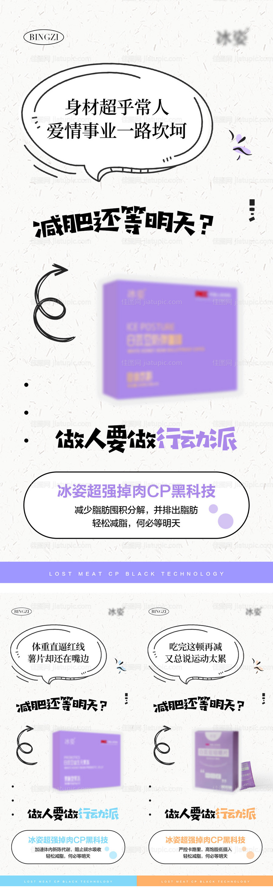 卡通减肥产品系列海报-源文件