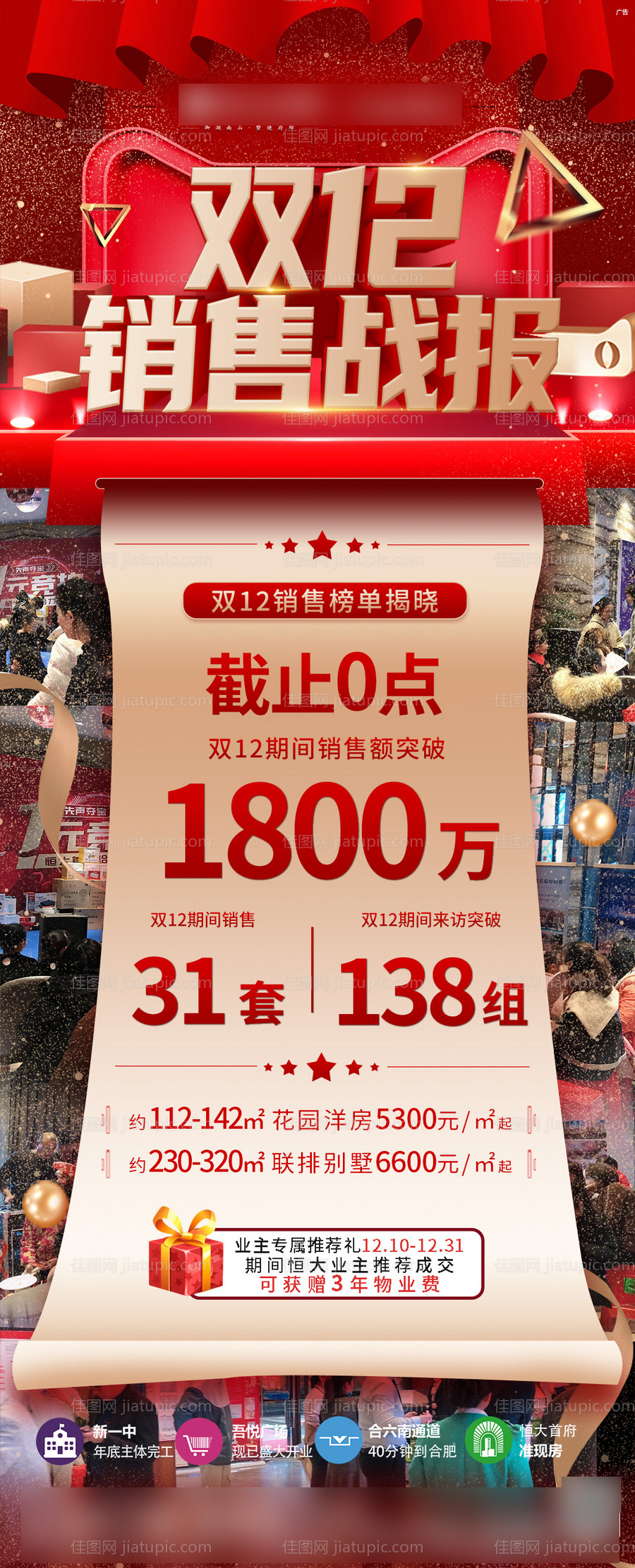 双12销售战报业绩喜报热销海报-源文件