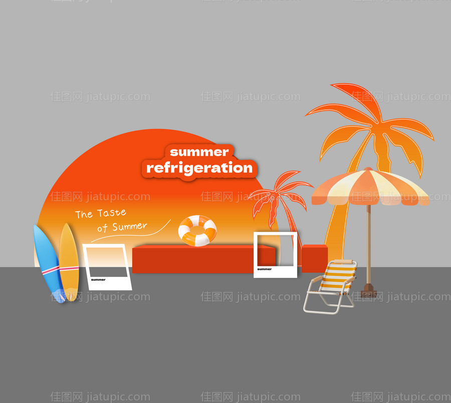 夏天沙滩落日美陈-源文件