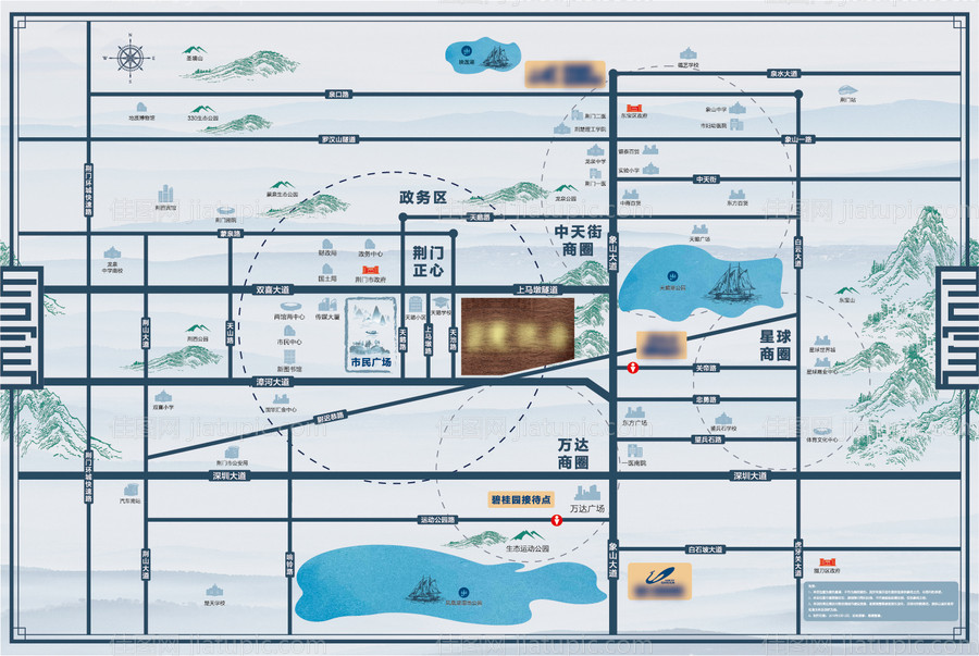 新中式地产区位图规划展板-源文件
