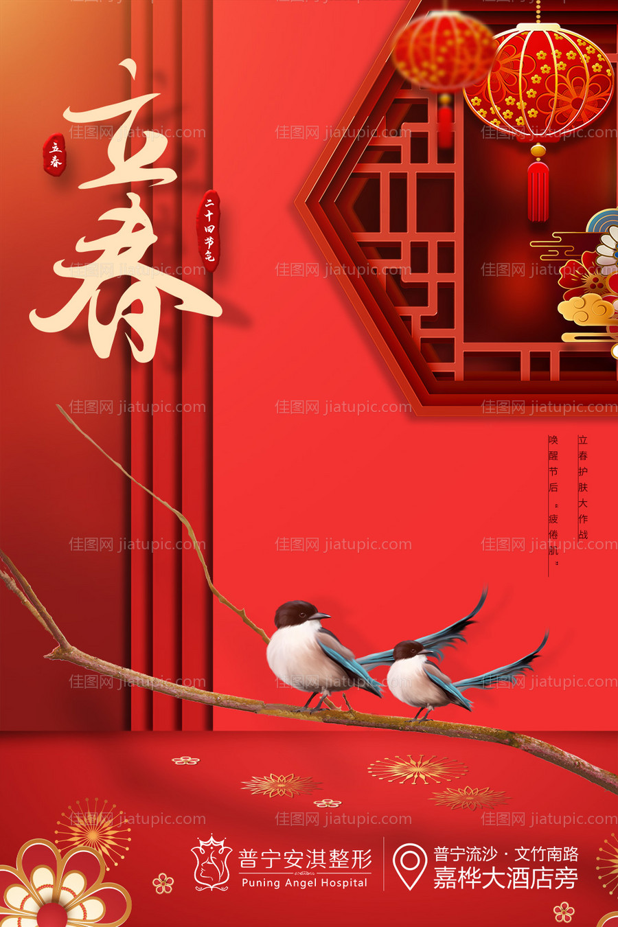 医美立春插画春分海报-源文件