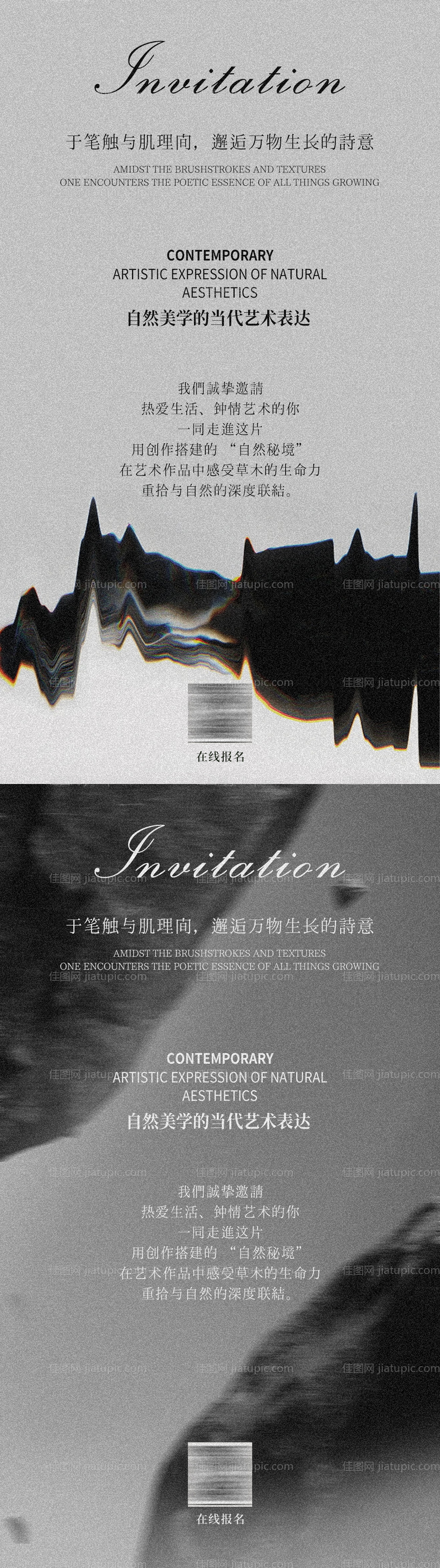 黑白质感自然艺术美学海报-源文件