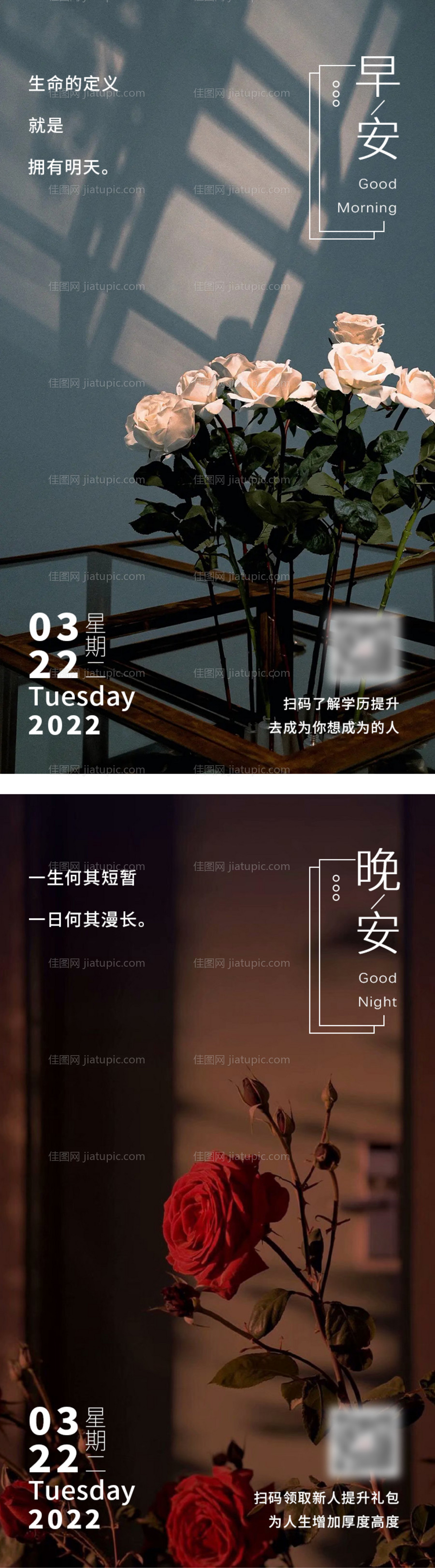 早晚安励志日签海报-源文件