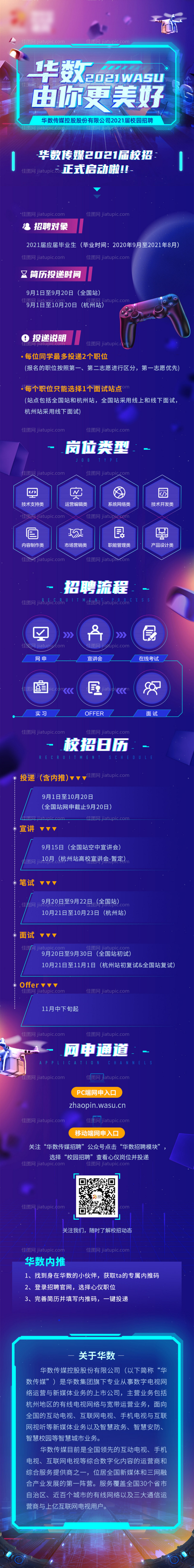 招聘校招长图科技长图海报-源文件