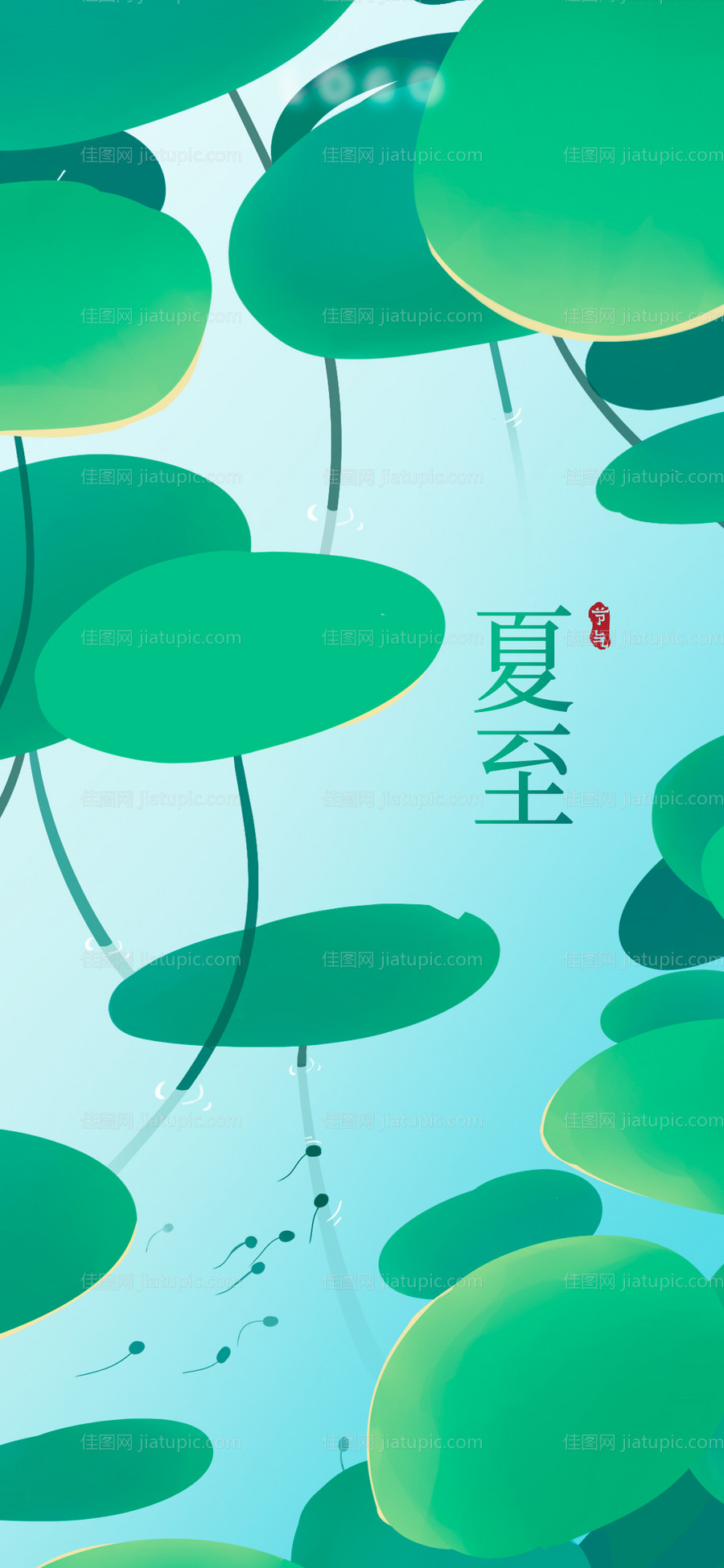 夏至节气插画海报-源文件