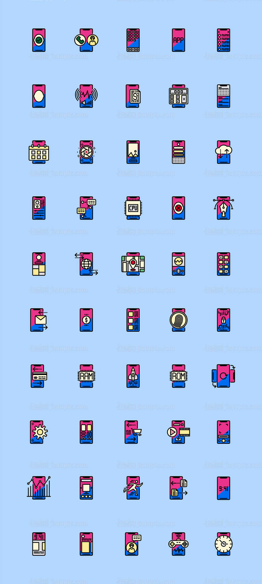智能手机元素图标-源文件