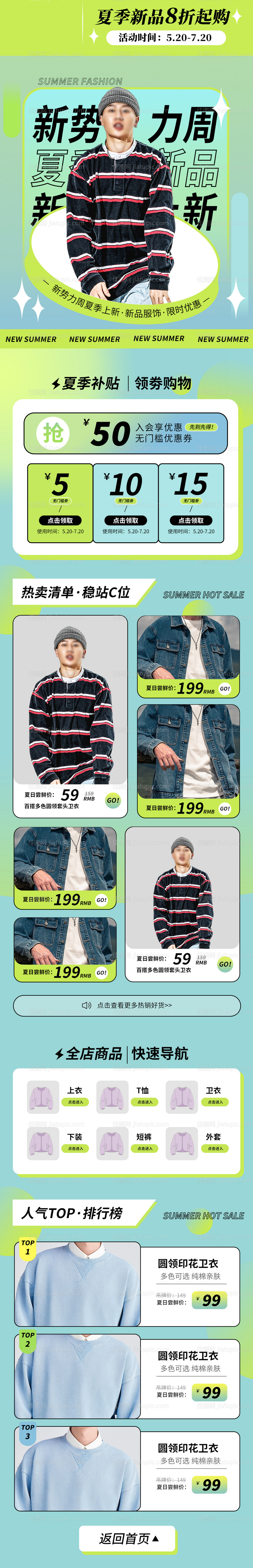 新势力周夏日上新潮流男装女装店铺首页-源文件