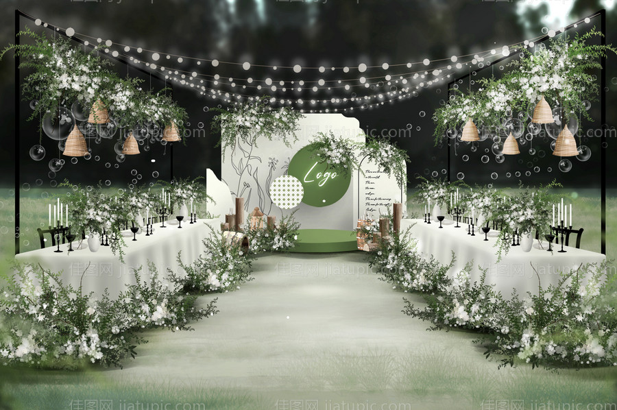 白色小清新户外晚宴-源文件