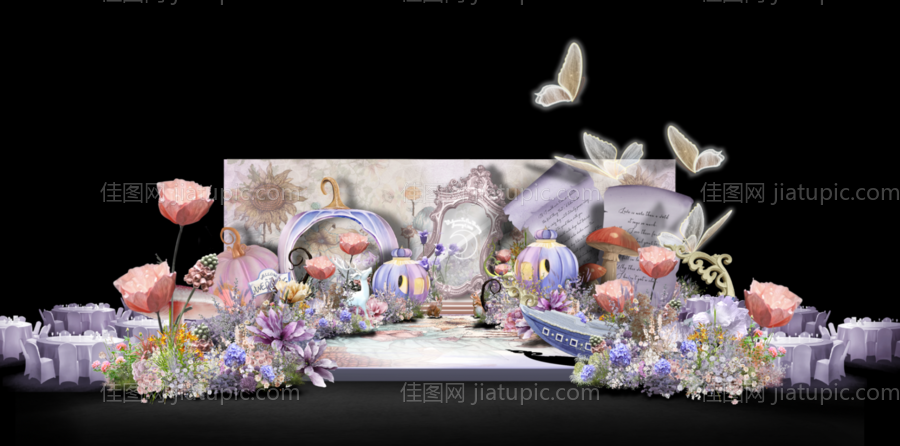 粉紫色梦幻爱丽丝婚礼-源文件