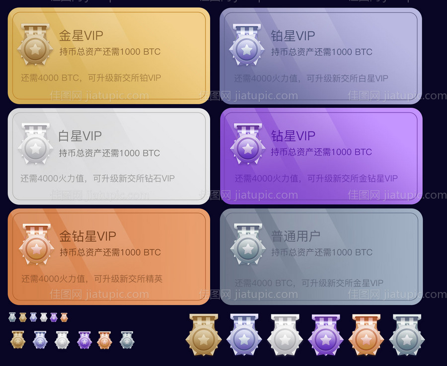 区块链科技活动VIP会员等级图标-源文件