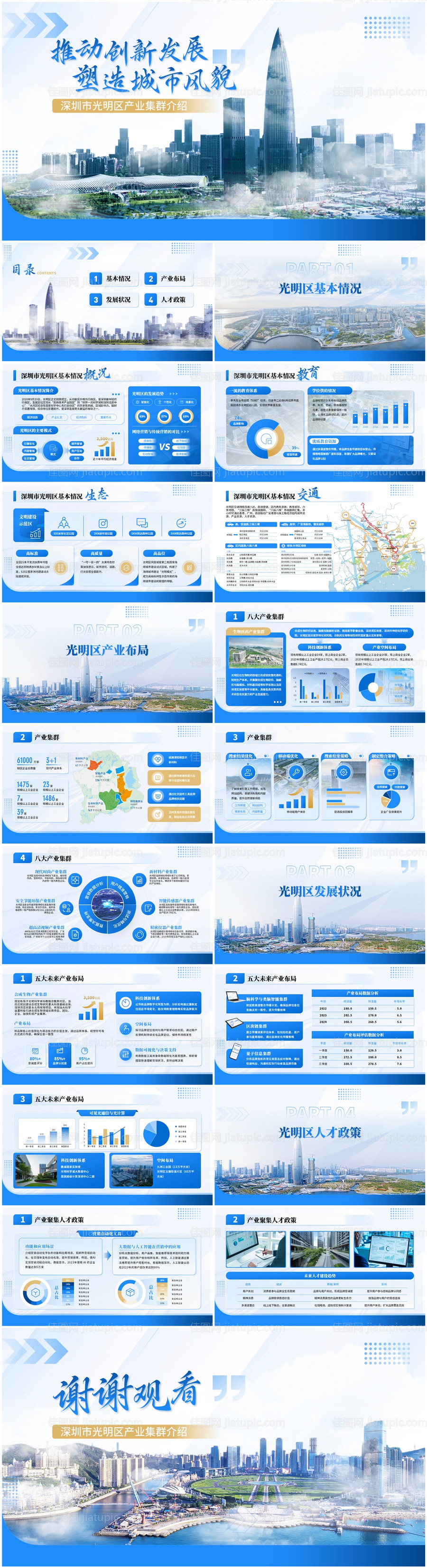 政府招商推介会蓝色会议PPT-源文件