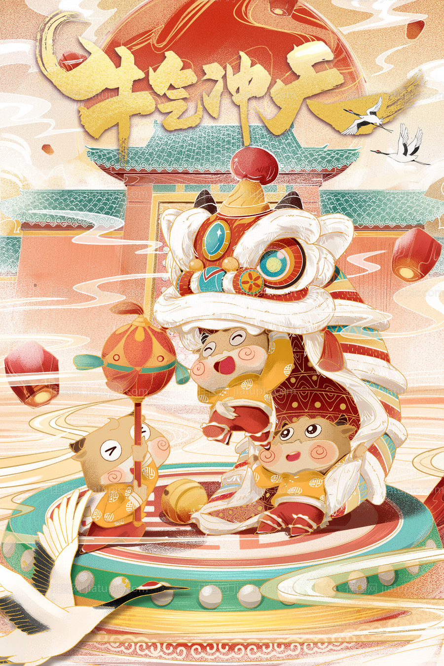 牛年舞狮海报-源文件