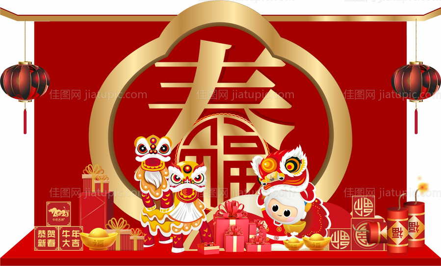牛年新春红金堆头-源文件