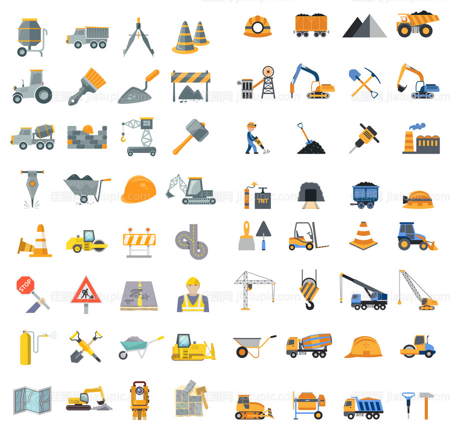 工地卡通小图标icon图标设计-源文件