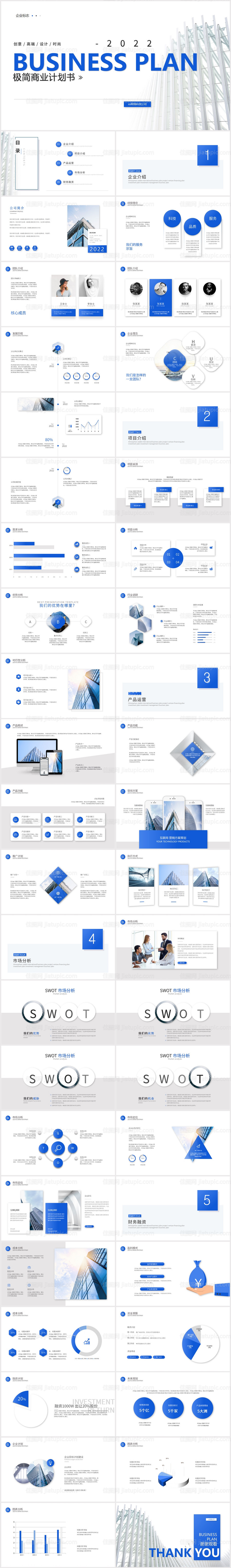 蓝色简约商业计划书公司介绍宣传PPT-源文件