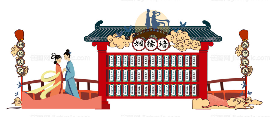 房地产活动姻缘墙美陈设计-源文件