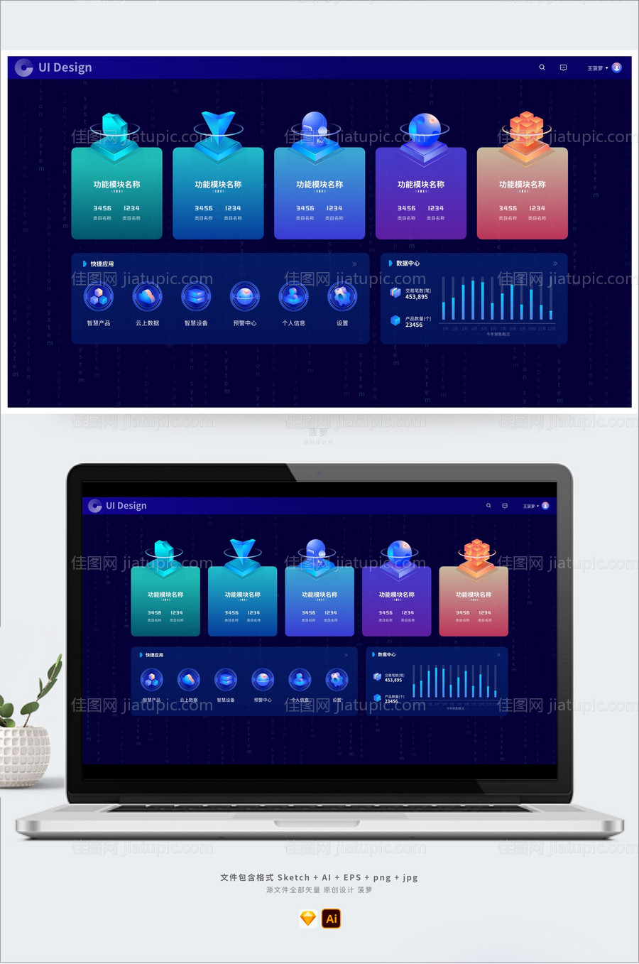 某园区数据可视化屏UI设计-源文件
