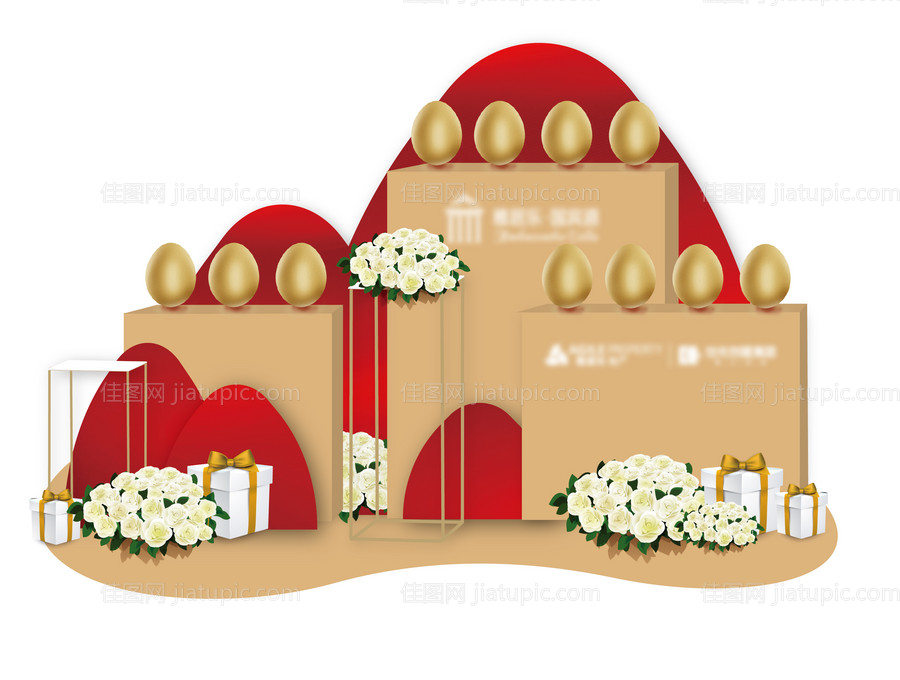 红金色金蛋台堆头-源文件