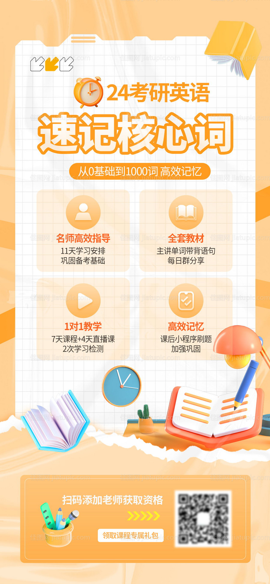 创意教育培训考研英语促销课宣传海报-源文件