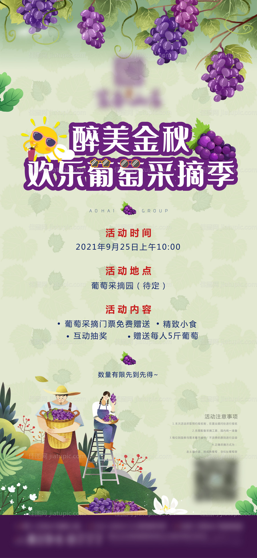 葡萄采摘活动海报-源文件