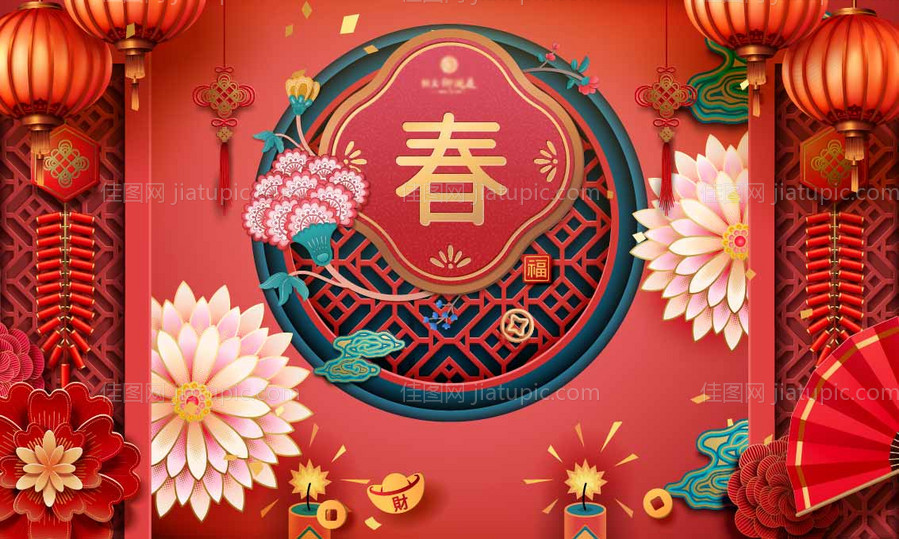 春节矢量背景板-源文件