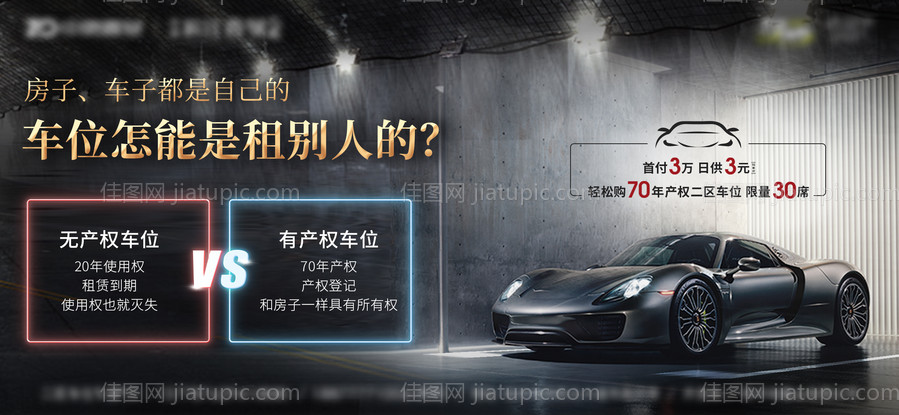 地产车位对比价值点海报展板-源文件
