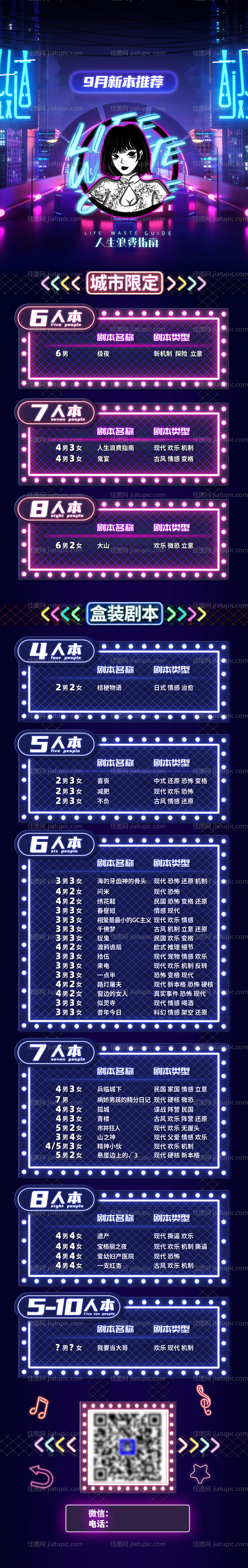 赛博朋克风霓虹说明微信长图海报-源文件