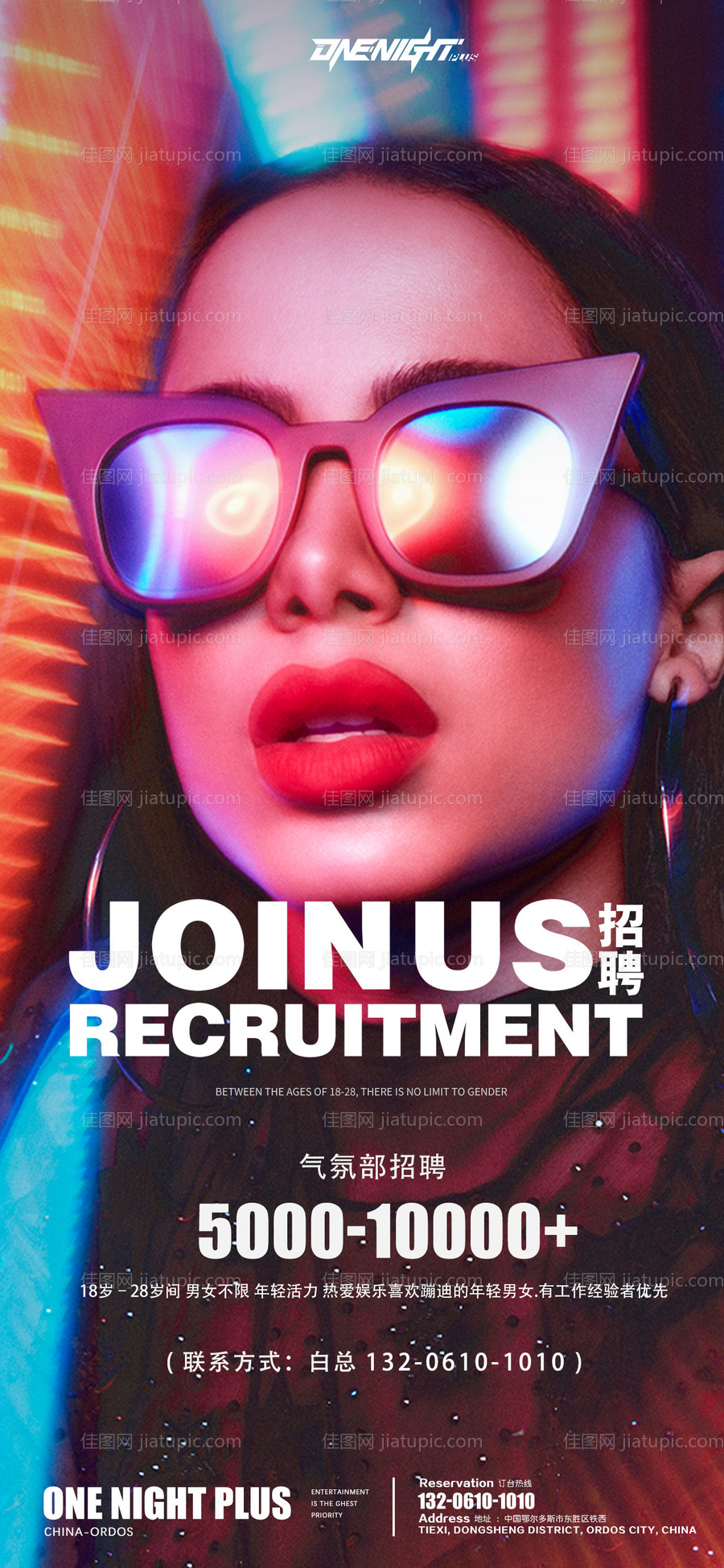 夜店招聘科幻海报-源文件