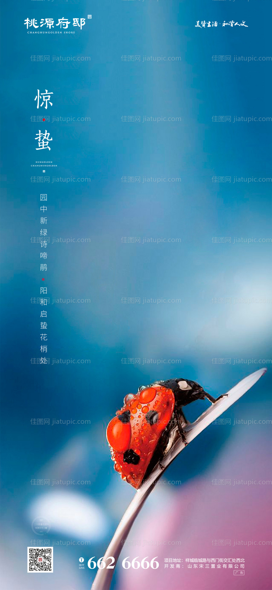 简洁抽象背景惊蛰节气海报-源文件