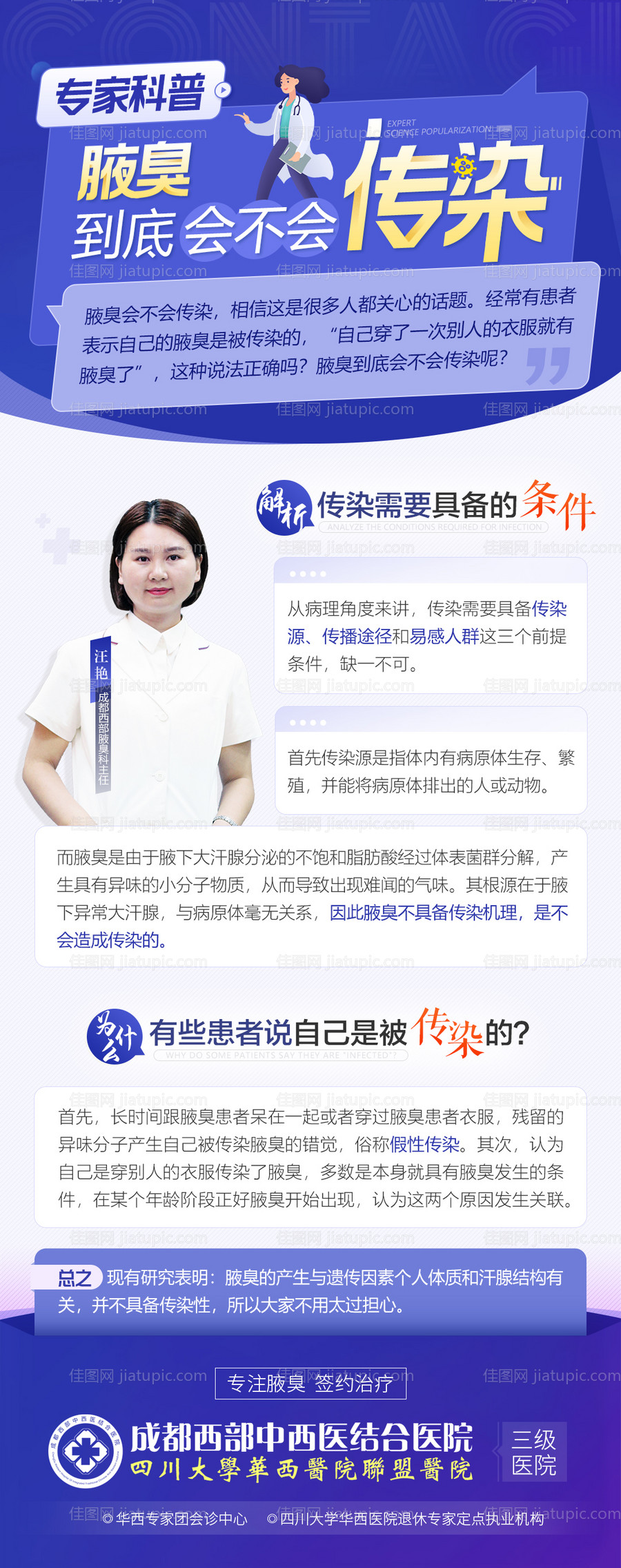 腋臭会传染专家科普海报-源文件