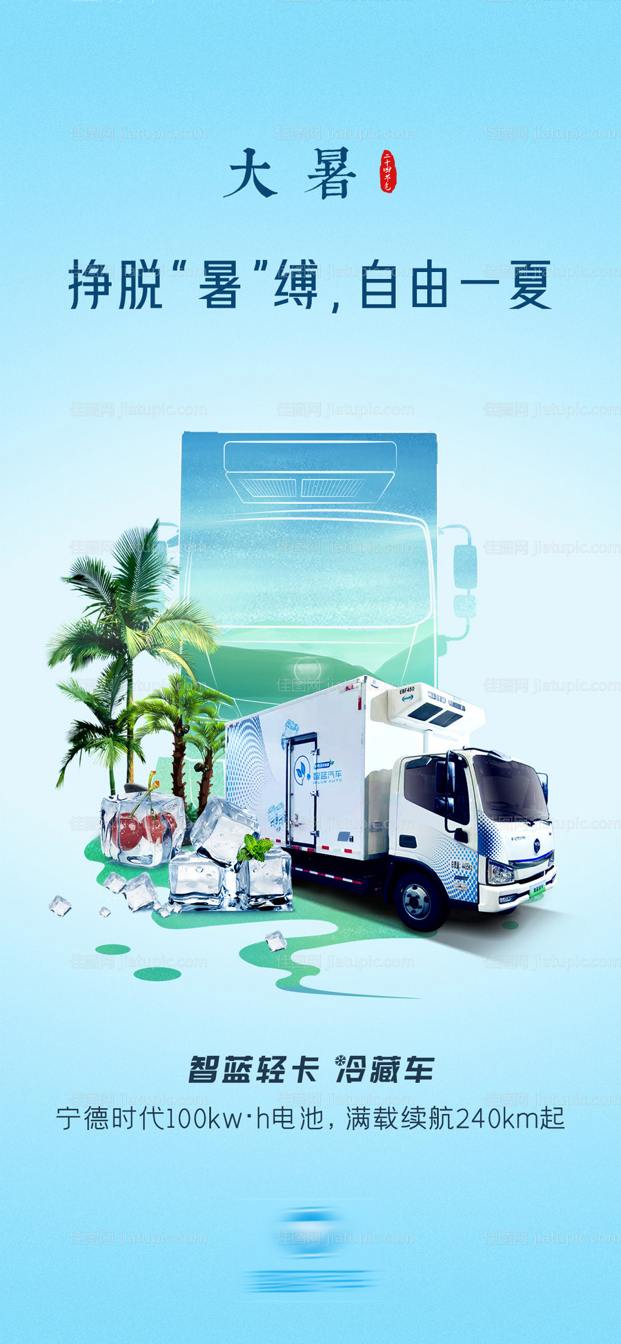 大暑节气汽车宣传海报-源文件