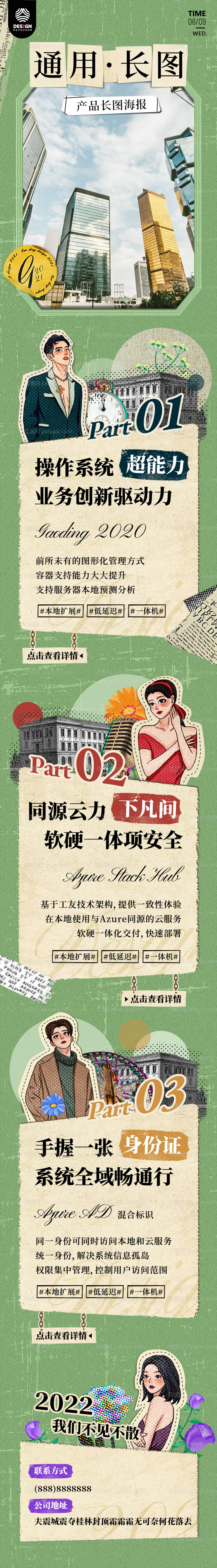 复古人物招聘产品介绍长图海报-源文件