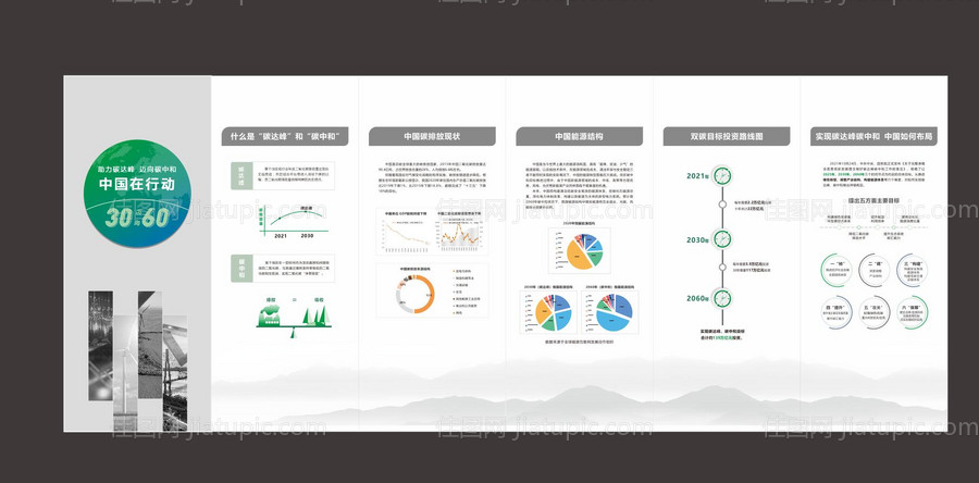 碳达峰和碳中和展厅活动背景板-源文件