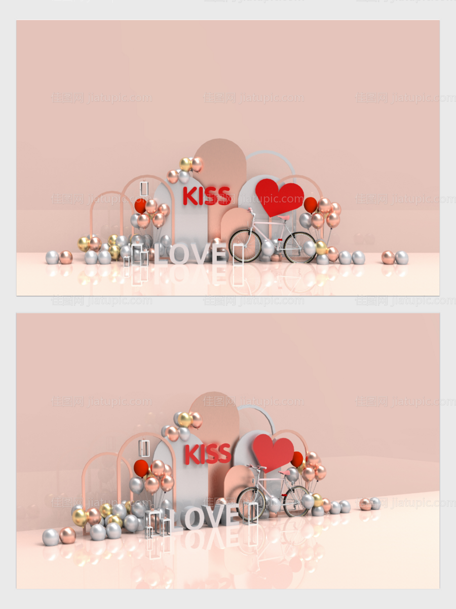 粉色浪漫情人节美陈设计-源文件