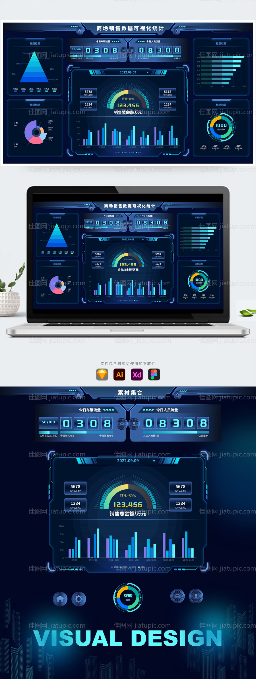 科技大数据可视化智能城市分析地图-源文件