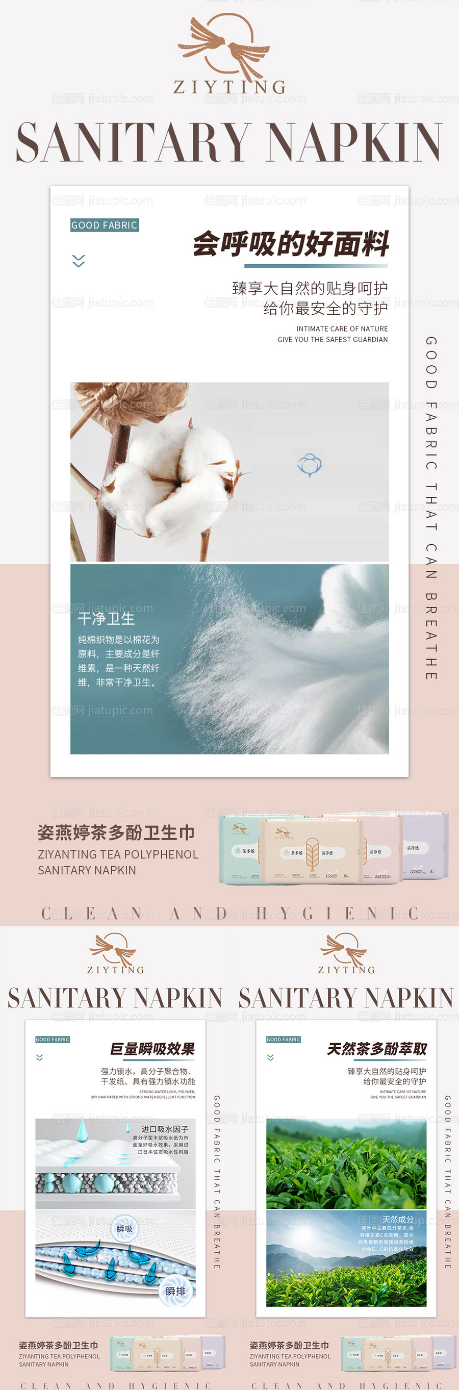 微商茶多酚卫生巾海报-源文件