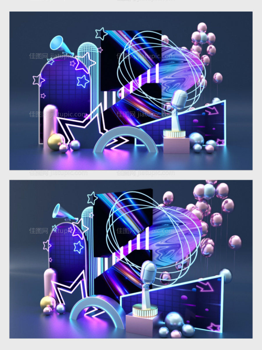 蓝色炫酷音乐节美陈设计-源文件