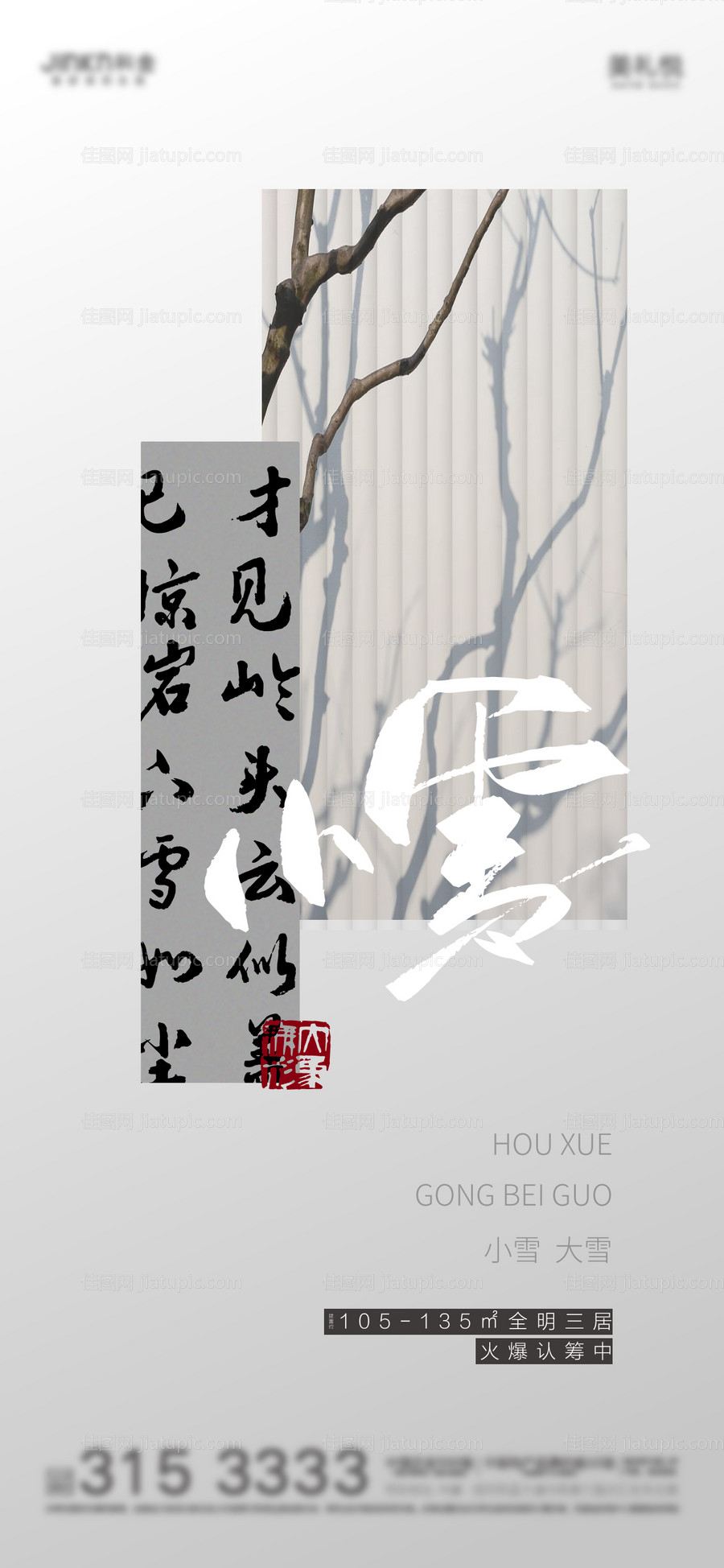 新中式大小雪节气海报-源文件